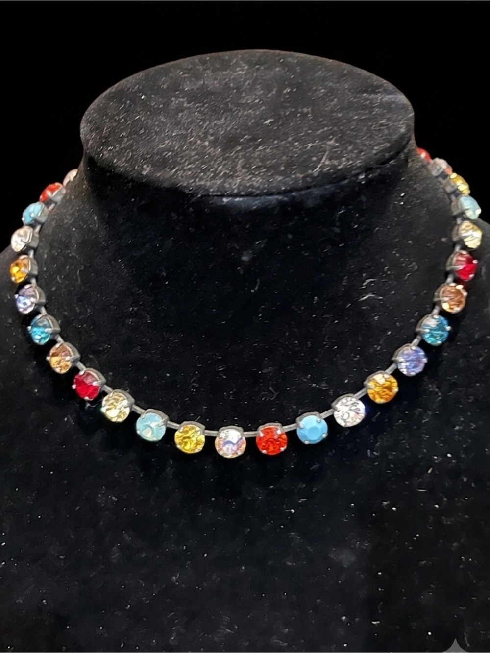 Sabika Classics Multicolor Crystal Choker Necklace/Rainbow Rhinestone
